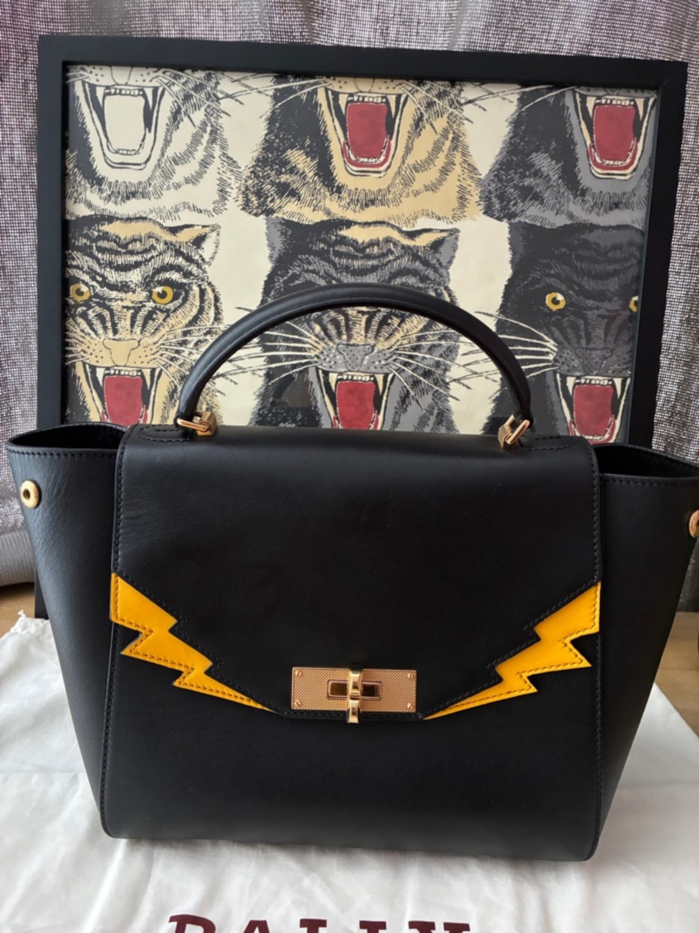 Bally B Turn Lightning Bolt Satchel Handbag! - Picture 8 of 11